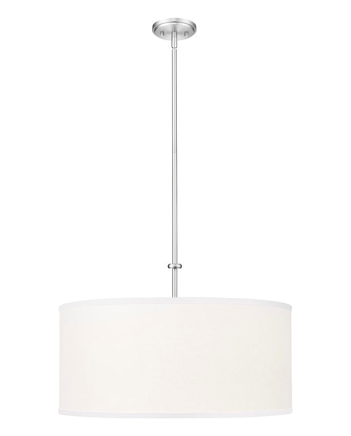 Z-Lite Linden 24" 1-Light LED Integrated Brushed Nickel Steel Frame White Fabric and Glass Shade Pendant Light