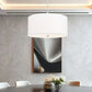 Z-Lite Linden 24" 1-Light LED Integrated Brushed Nickel Steel Frame White Fabric and Glass Shade Pendant Light