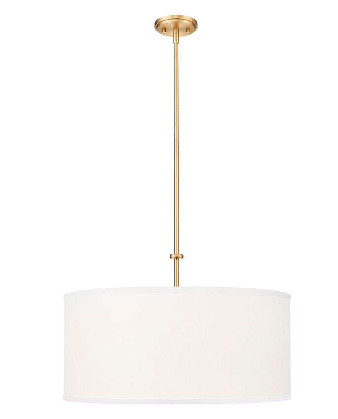 Z-Lite Linden 24" 1-Light LED Integrated Modern Gold Steel Frame White Fabric and Glass Shade Pendant Light