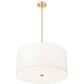 Z-Lite Linden 24" 1-Light LED Integrated Modern Gold Steel Frame White Fabric and Glass Shade Pendant Light