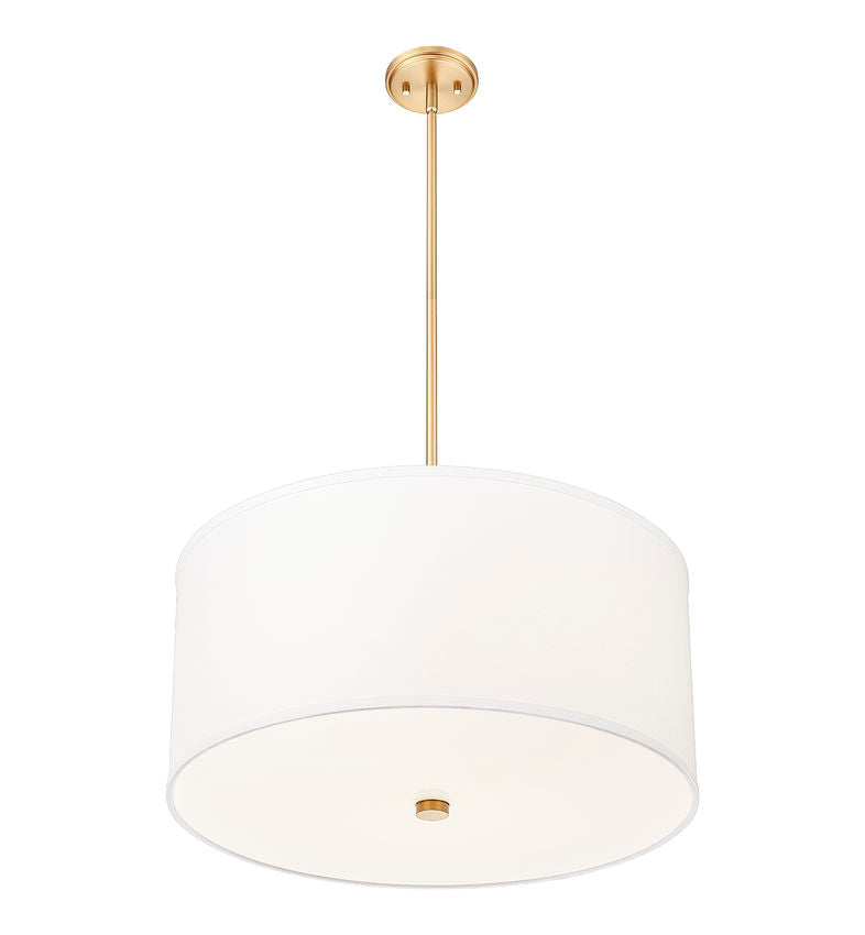 Z-Lite Linden 24" 1-Light LED Integrated Modern Gold Steel Frame White Fabric and Glass Shade Pendant Light
