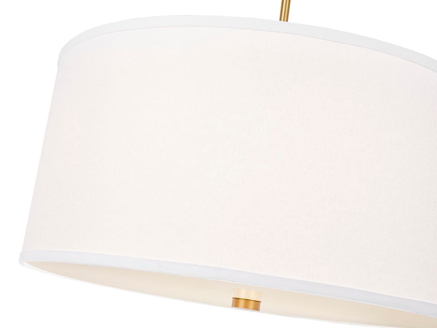 Z-Lite Linden 24" 1-Light LED Integrated Modern Gold Steel Frame White Fabric and Glass Shade Pendant Light