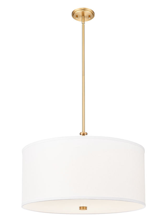 Z-Lite Linden 24" 1-Light LED Integrated Modern Gold Steel Frame White Fabric and Glass Shade Pendant Light