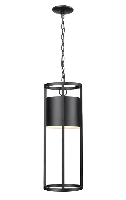 Z-Lite Luca 10" 1-Light LED Black Aluminum Outdoor Chain Mount Ceiling Fixture With Etched Glass Shade