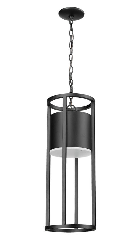 Z-Lite Luca 10" 1-Light LED Black Aluminum Outdoor Chain Mount Ceiling Fixture With Etched Glass Shade