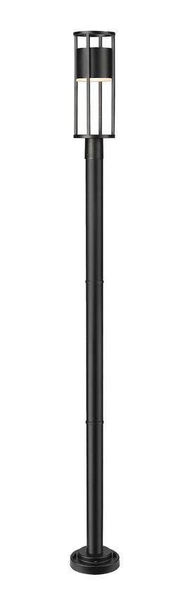 Z-Lite Luca 517PHM-5012P-BK-LED 1-Light LED-Integrated Black Aluminum Frame Etched Glass Shade Outdoor Post Mount Fixture