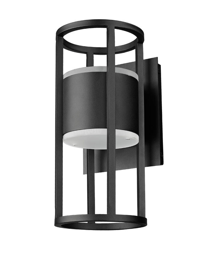 Z-Lite Luca 6" 2-Light LED Black Aluminum Outdoor Wall Sconce With Etched Glass Shade
