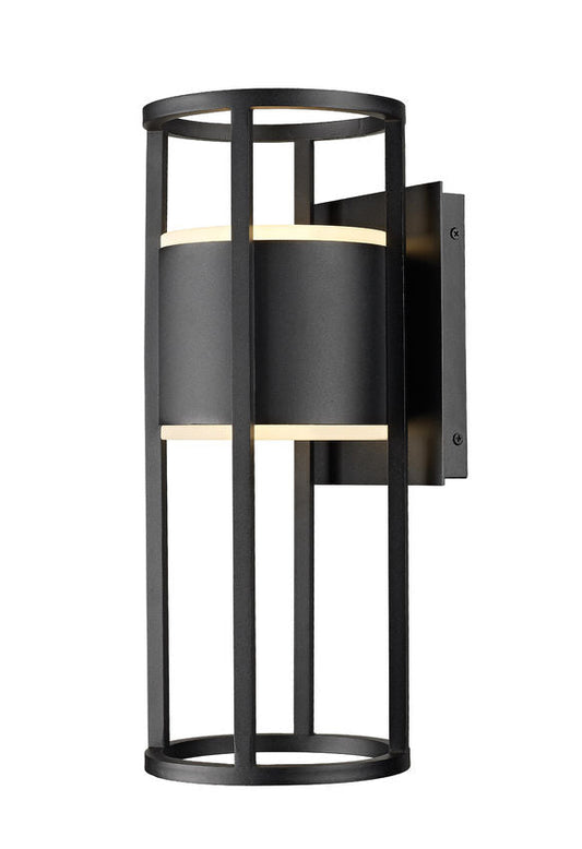 Z-Lite Luca 8" 2-Light LED Black Aluminum Outdoor Wall Sconce With Etched Glass Shade