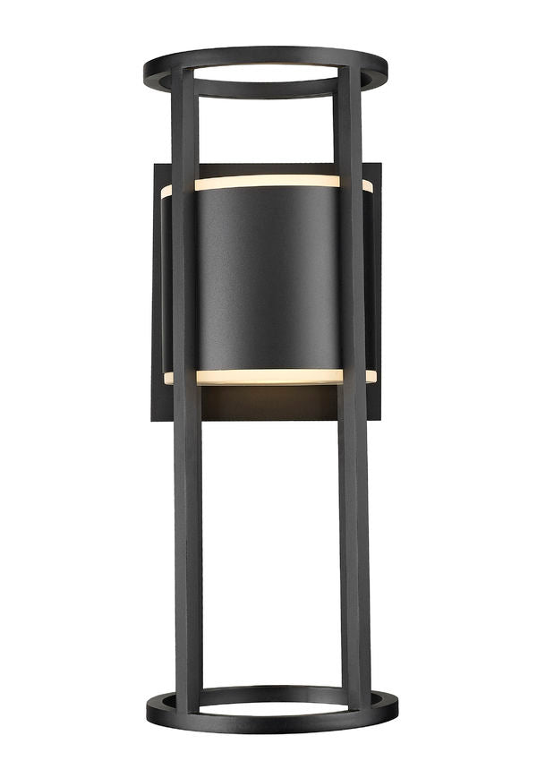 Z-Lite Luca 9" 2-Light LED Black Outdoor Wall Sconce With Etched Glass Shade