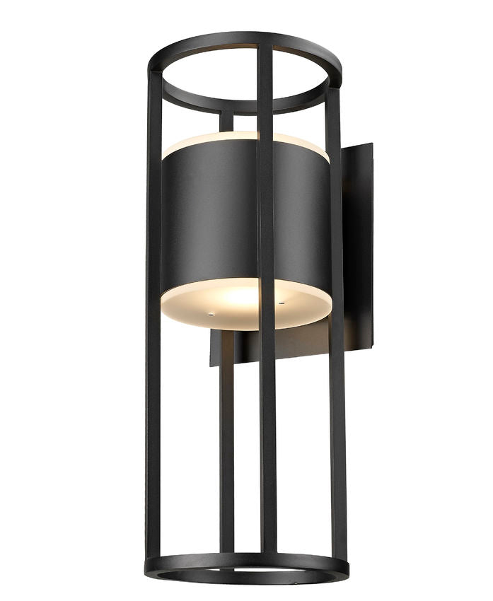 Z-Lite Luca 9" 2-Light LED Black Outdoor Wall Sconce With Etched Glass Shade