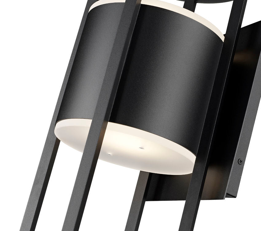 Z-Lite Luca 9" 2-Light LED Black Outdoor Wall Sconce With Etched Glass Shade