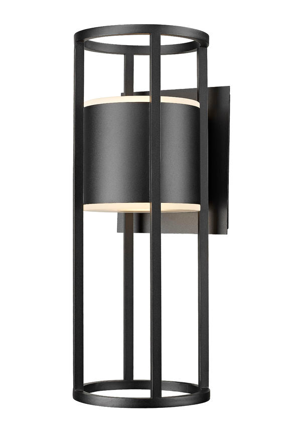 Z-Lite Luca 9" 2-Light LED Black Outdoor Wall Sconce With Etched Glass Shade
