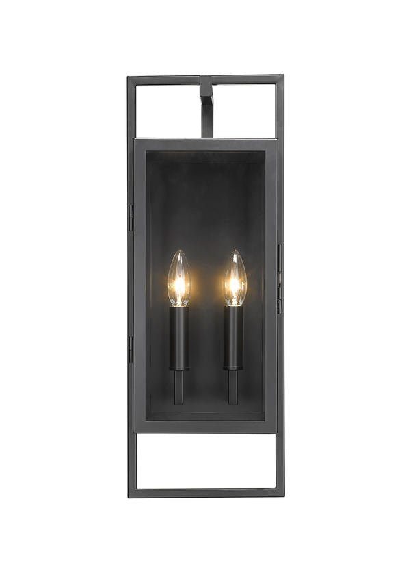 Z-Lite Lucian 8" 2-Light Black Aluminum Outdoor Wall Sconce With Clear Glass Shade
