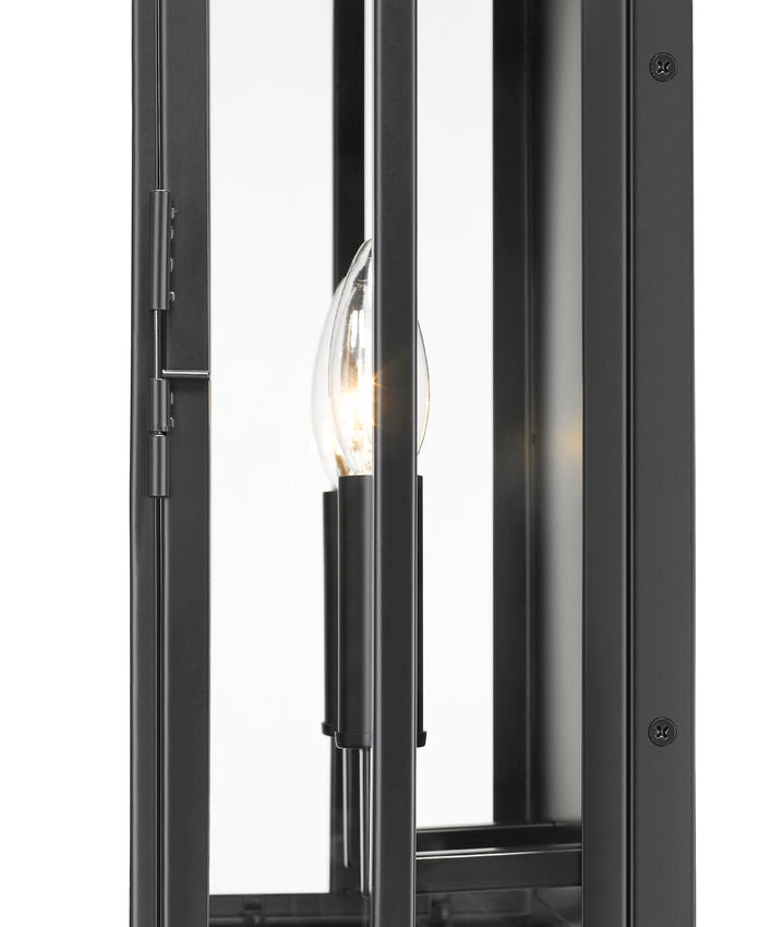 Z-Lite Lucian 8" 2-Light Black Aluminum Outdoor Wall Sconce With Clear Glass Shade