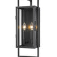 Z-Lite Lucian 8" 2-Light Black Aluminum Outdoor Wall Sconce With Clear Glass Shade