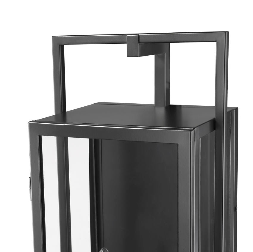 Z-Lite Lucian 9" 3-Light Black Aluminum Outdoor Wall Sconce With Clear Glass Shade