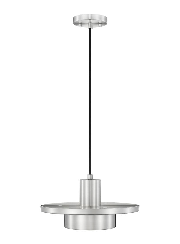 Z-Lite Ludo 12" 1-Light LED-Integrated Brushed Nickel Steel Frame Frosted Acrylic Shade Pendant Light