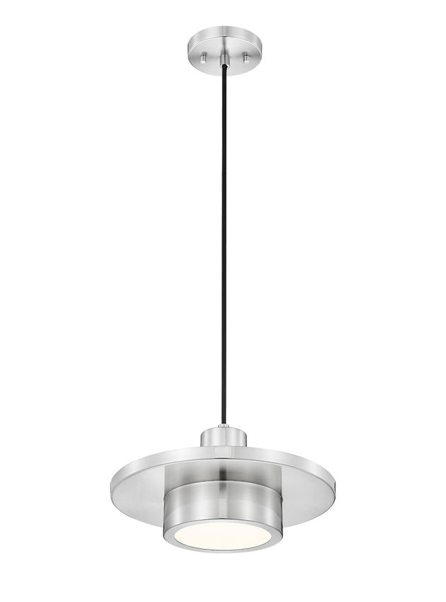Z-Lite Ludo 12" 1-Light LED-Integrated Brushed Nickel Steel Frame Frosted Acrylic Shade Pendant Light