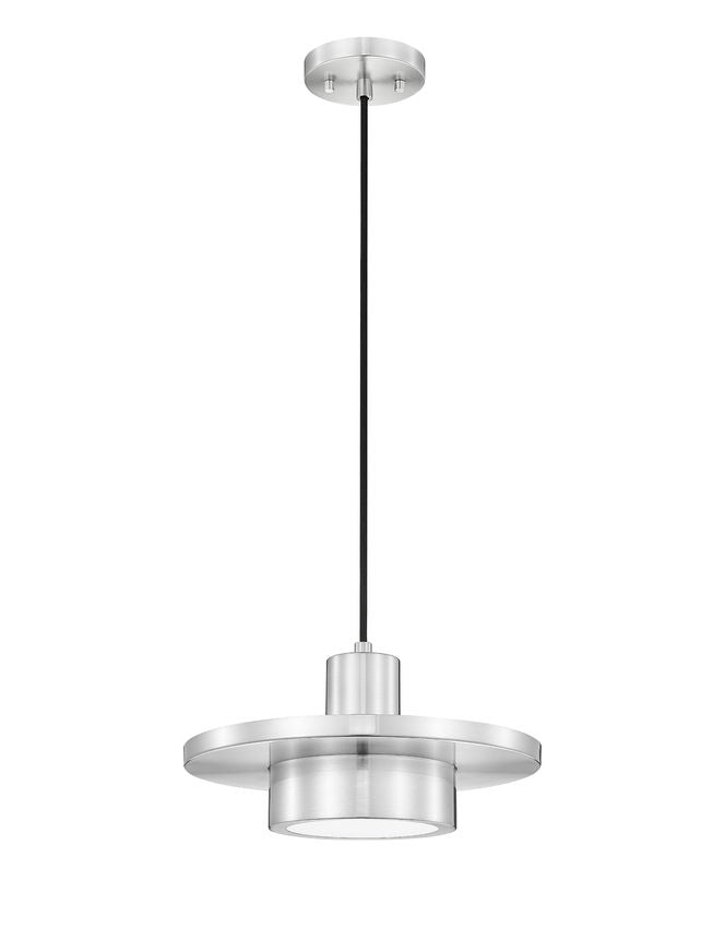 Z-Lite Ludo 12" 1-Light LED-Integrated Brushed Nickel Steel Frame Frosted Acrylic Shade Pendant Light