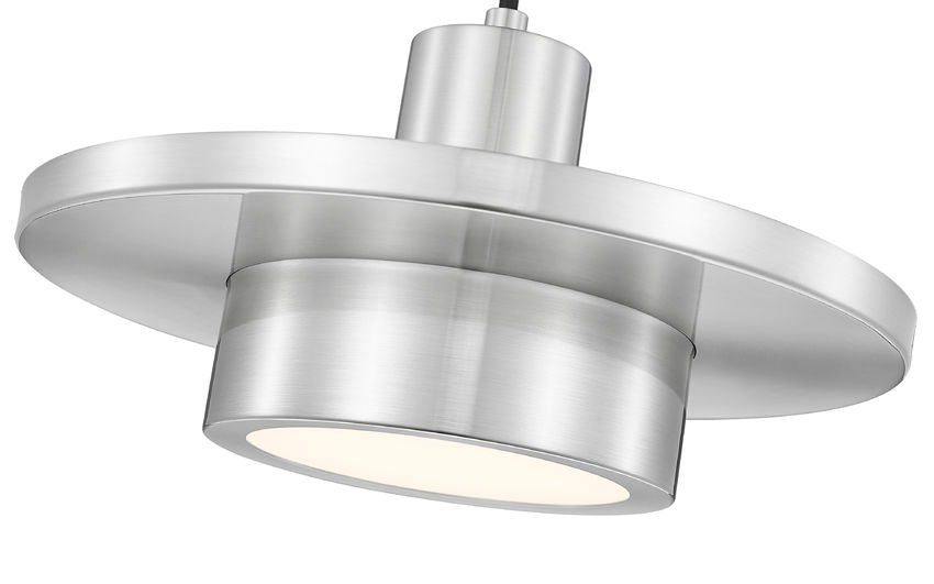 Z-Lite Ludo 12" 1-Light LED-Integrated Brushed Nickel Steel Frame Frosted Acrylic Shade Pendant Light
