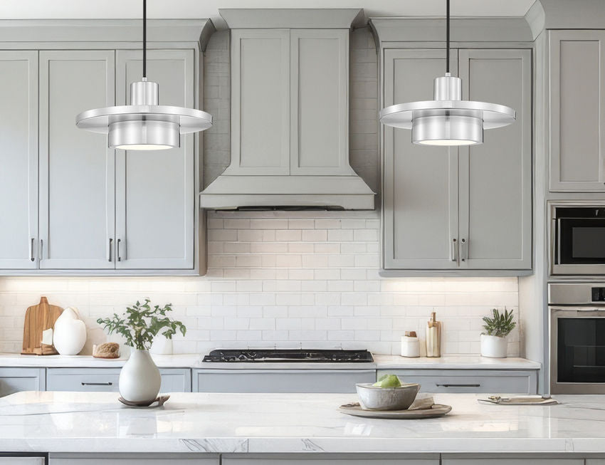 Z-Lite Ludo 12" 1-Light LED-Integrated Brushed Nickel Steel Frame Frosted Acrylic Shade Pendant Light