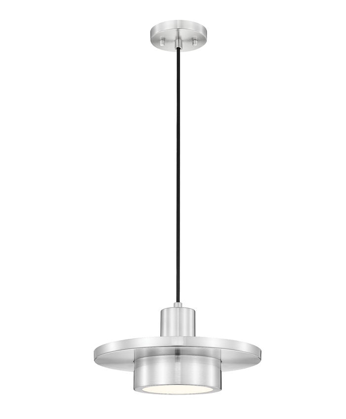 Z-Lite Ludo 12" 1-Light LED-Integrated Brushed Nickel Steel Frame Frosted Acrylic Shade Pendant Light