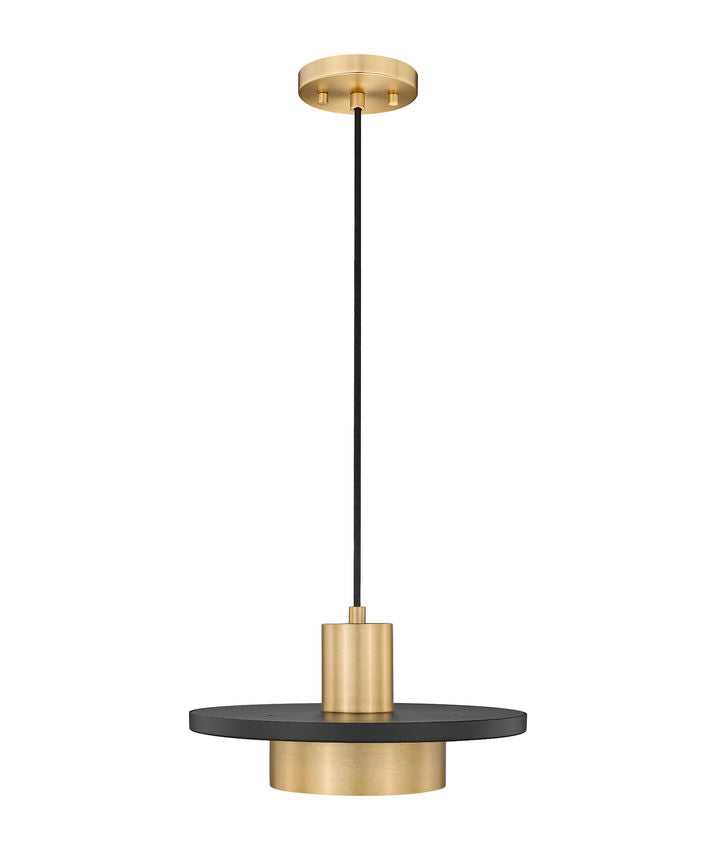 Z-Lite Ludo 12" 1-Light LED-Integrated Matte Black and Modern Gold Steel Frame Frosted Acrylic Shade Pendant Light