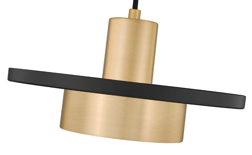 Z-Lite Ludo 12" 1-Light LED-Integrated Matte Black and Modern Gold Steel Frame Frosted Acrylic Shade Pendant Light