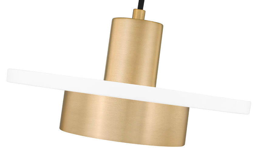 Z-Lite Ludo 12" 1-Light LED-Integrated Matte White and Modern Gold Steel Frame Frosted Acrylic Shade Pendant Light