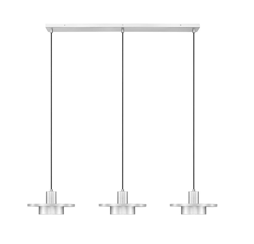 Z-Lite Ludo 12" 3-Light LED-Integrated Brushed Nickel Steel Frame Frosted Acrylic Shade Linear Chandelier