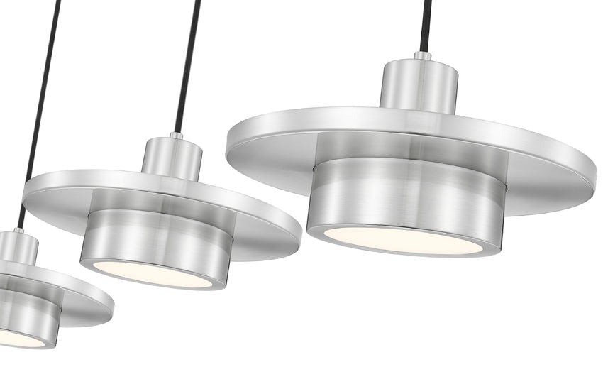 Z-Lite Ludo 12" 3-Light LED-Integrated Brushed Nickel Steel Frame Frosted Acrylic Shade Linear Chandelier