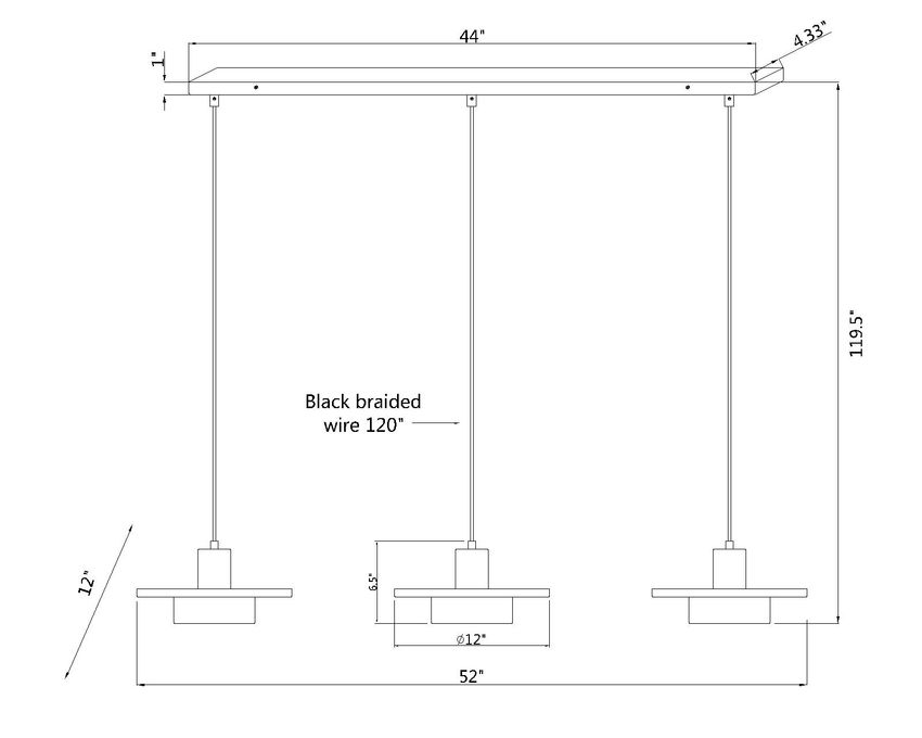 Z-Lite Ludo 12" 3-Light LED-Integrated Brushed Nickel Steel Frame Frosted Acrylic Shade Linear Chandelier