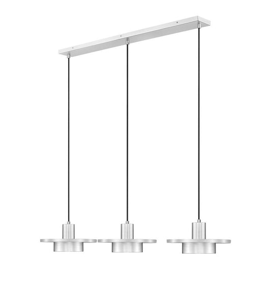 Z-Lite Ludo 12" 3-Light LED-Integrated Brushed Nickel Steel Frame Frosted Acrylic Shade Linear Chandelier