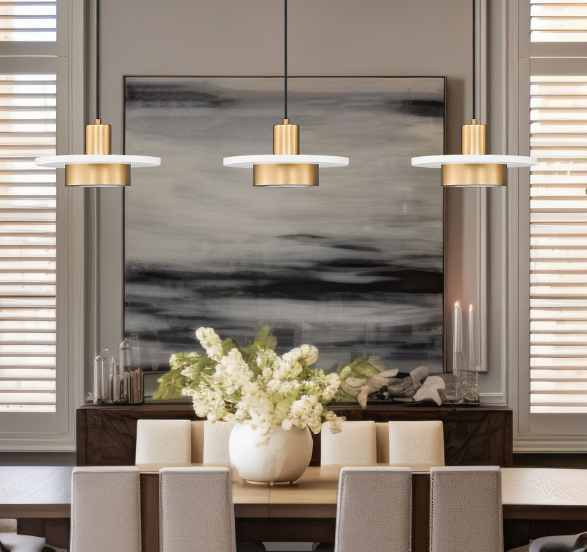 Z-Lite Ludo 12" 3-Light LED-Integrated Matte White and Modern Gold Steel Frame Frosted Acrylic Shade Linear Chandelier