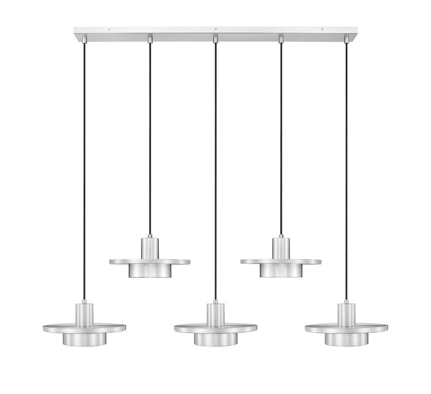 Z-Lite Ludo 12" 5-Light LED-Integrated Brushed Nickel Steel Frame Frosted Acrylic Shade Linear Chandelier