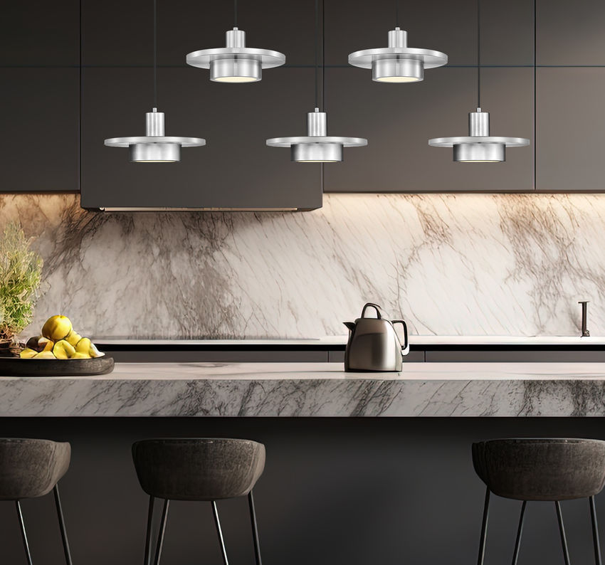 Z-Lite Ludo 12" 5-Light LED-Integrated Brushed Nickel Steel Frame Frosted Acrylic Shade Linear Chandelier