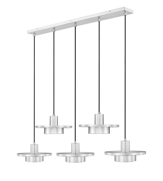 Z-Lite Ludo 12" 5-Light LED-Integrated Brushed Nickel Steel Frame Frosted Acrylic Shade Linear Chandelier
