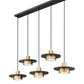 Z-Lite Ludo 12" 5-Light LED-Integrated Matte Black and Modern Gold Steel Frame Frosted Acrylic Shade Linear Chandelier