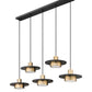 Z-Lite Ludo 12" 5-Light LED-Integrated Matte Black and Modern Gold Steel Frame Frosted Acrylic Shade Linear Chandelier