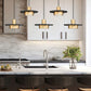 Z-Lite Ludo 12" 5-Light LED-Integrated Matte Black and Modern Gold Steel Frame Frosted Acrylic Shade Linear Chandelier