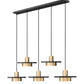 Z-Lite Ludo 12" 5-Light LED-Integrated Matte Black and Modern Gold Steel Frame Frosted Acrylic Shade Linear Chandelier
