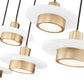 Z-Lite Ludo 12" 5-Light LED-Integrated Matte White and Modern Gold Steel Frame Frosted Acrylic Shade Linear Chandelier