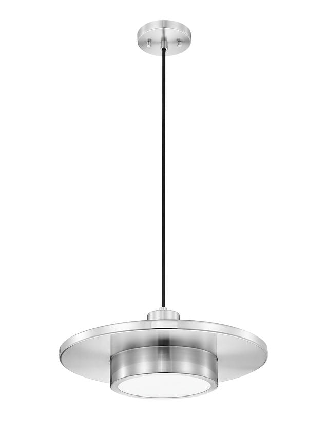 Z-Lite Ludo 16" 1-Light LED-Integrated Brushed Nickel Steel Frame Frosted Acrylic Shade Pendant Light