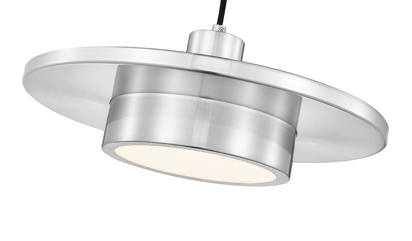 Z-Lite Ludo 16" 1-Light LED-Integrated Brushed Nickel Steel Frame Frosted Acrylic Shade Pendant Light