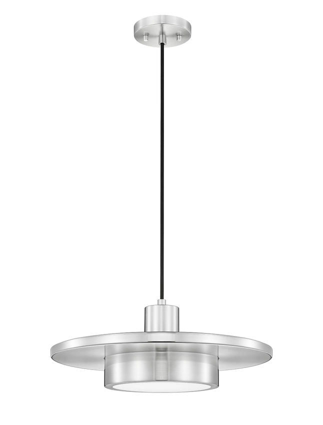 Z-Lite Ludo 16" 1-Light LED-Integrated Brushed Nickel Steel Frame Frosted Acrylic Shade Pendant Light