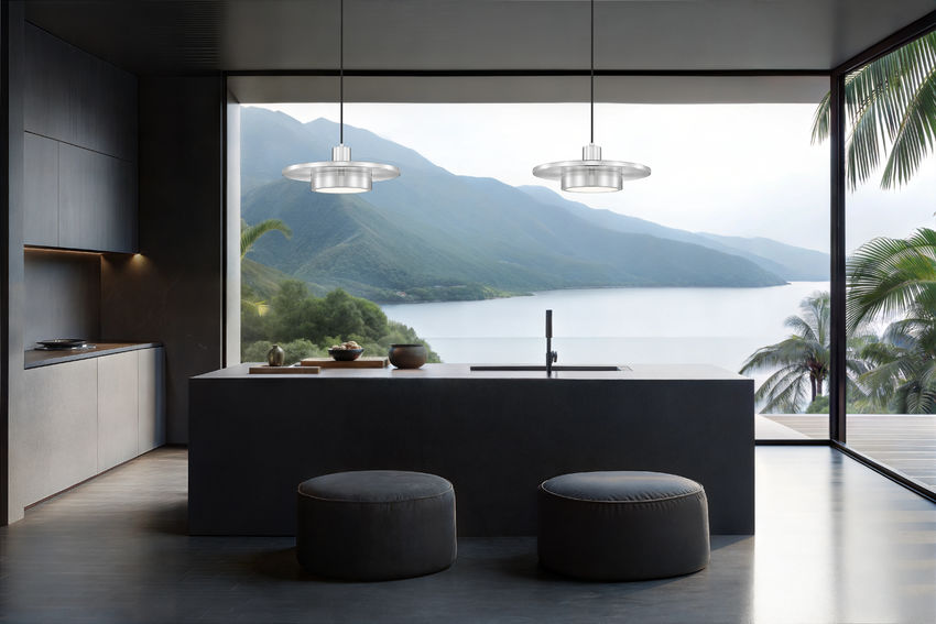 Z-Lite Ludo 16" 1-Light LED-Integrated Brushed Nickel Steel Frame Frosted Acrylic Shade Pendant Light