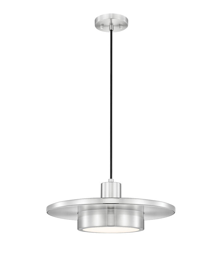 Z-Lite Ludo 16" 1-Light LED-Integrated Brushed Nickel Steel Frame Frosted Acrylic Shade Pendant Light