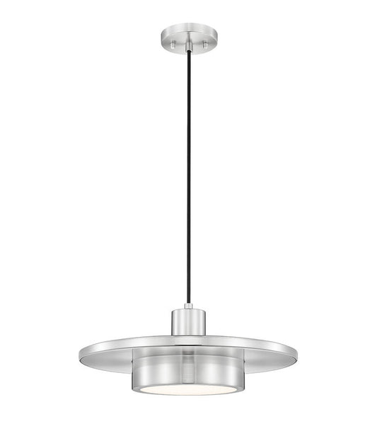 Z-Lite Ludo 16" 1-Light LED-Integrated Brushed Nickel Steel Frame Frosted Acrylic Shade Pendant Light