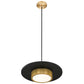 Z-Lite Ludo 16" 1-Light LED-Integrated Matte Black and Modern Gold Steel Frame Frosted Acrylic Shade Pendant Light