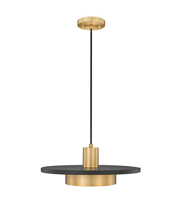 Z-Lite Ludo 16" 1-Light LED-Integrated Matte Black and Modern Gold Steel Frame Frosted Acrylic Shade Pendant Light